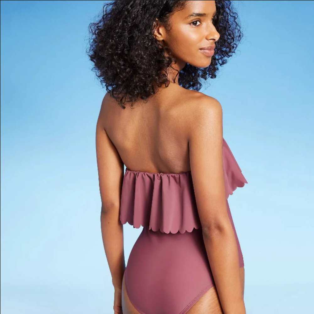 KONA SOL Scalloped Flounce Medium Coverage One Piece Swimsuit NEW WITHOU… - Picture 3 of 7